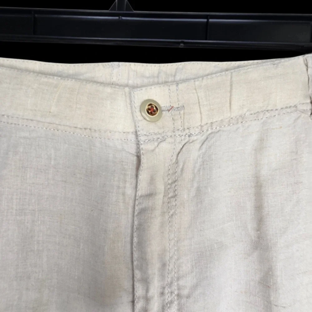 Tommy Bahama Relax Linen Cargo Pants Mens SZ XL Ivory Light Cream Casual Beach